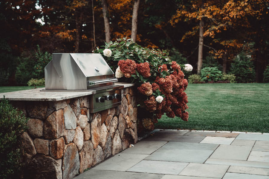 Stone outdoor range project in Weston, MA